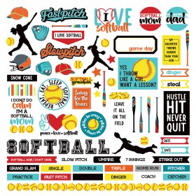 Photo Play Paper - MVP Softball 12" x 12" Element Stickers