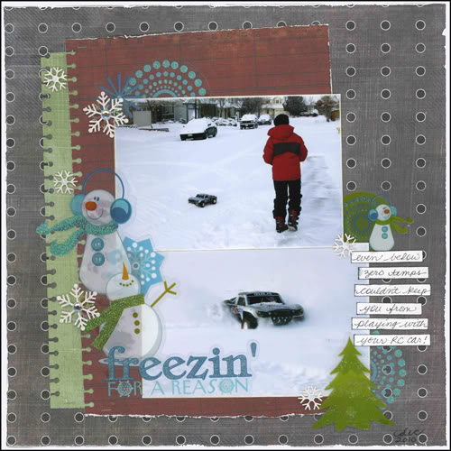 Freezin’ for a Reason layout by Carolyn Lontin