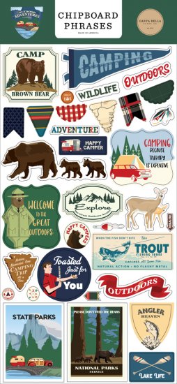 Carta Bella - Outdoor Adventures Chipboard Phrases