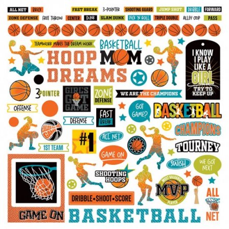 Photo Play Paper - MVP Basketball Girls 12"x12" Element Stickers