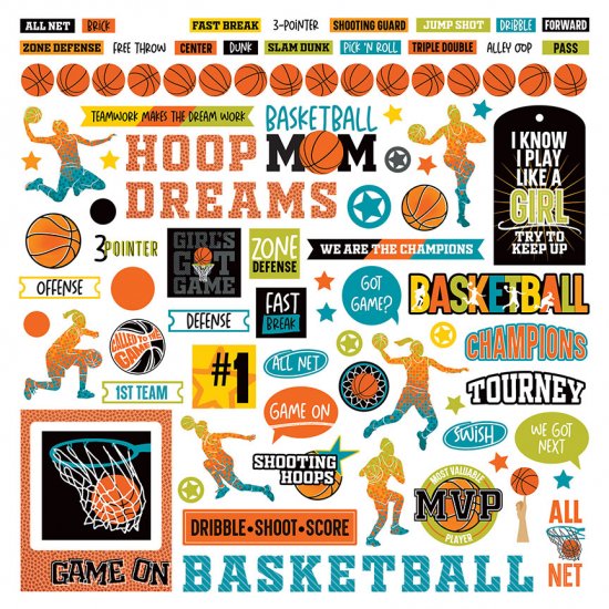 Photo Play Paper - MVP Basketball Girls 12\"x12\" Element Stickers