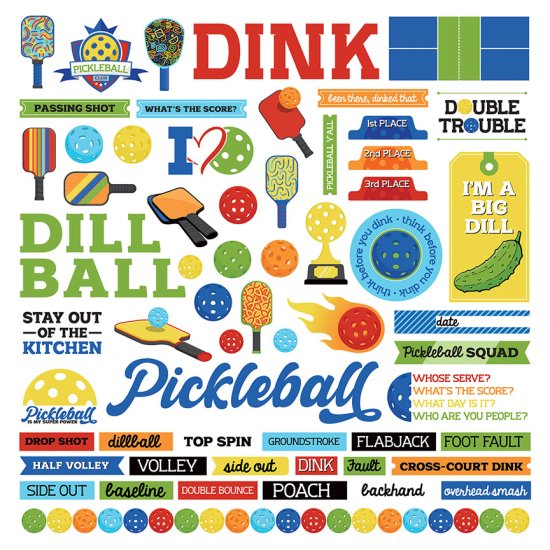 Photo Play Paper - Pickleball 12\"x12\" Element Stickers