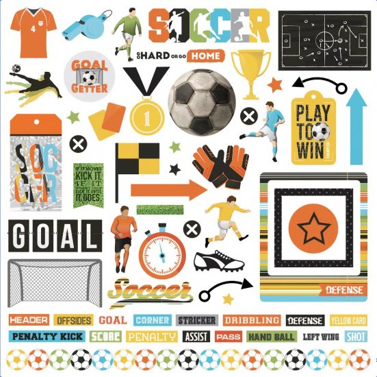 Photo Play Paper - MVP Soccer 12\"x12\" Element Stickers