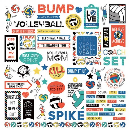Photo Play Paper - MVP Volleyball 12\"x12\" Element Stickers