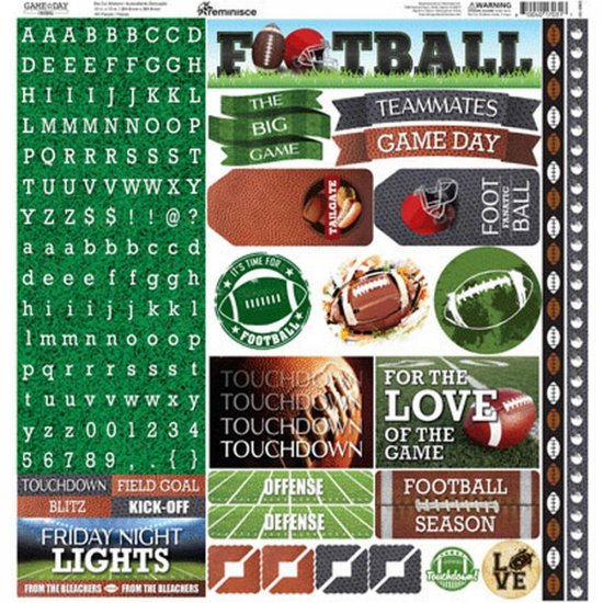 Reminisce - Game Day - Football 12x12 Sticker