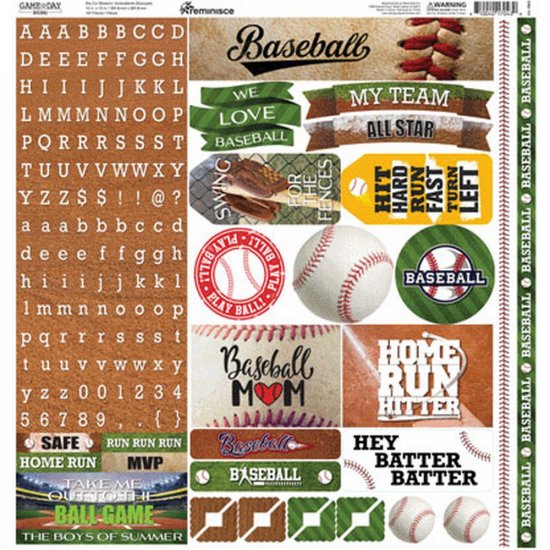 Reminisce - Game Day - Baseball 12x12 Alpha Sticker