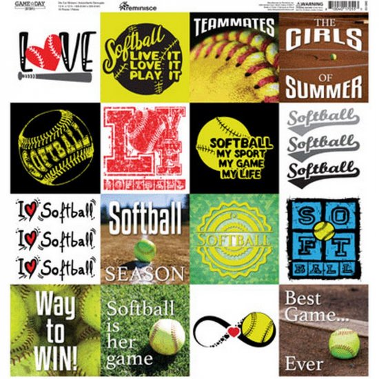 Reminisce - Game Day - Softball 12x12 Square Sticker