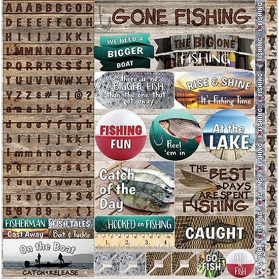 Reminisce - Gone Fishing 12x12 Variety Sticker