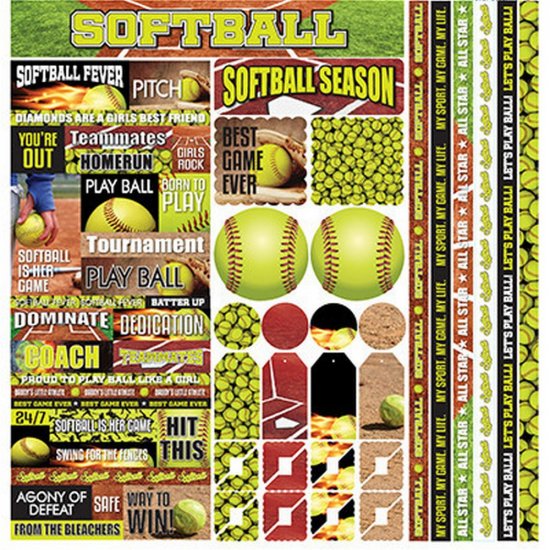 Reminisce - Softball 12x12 Multi Sticker