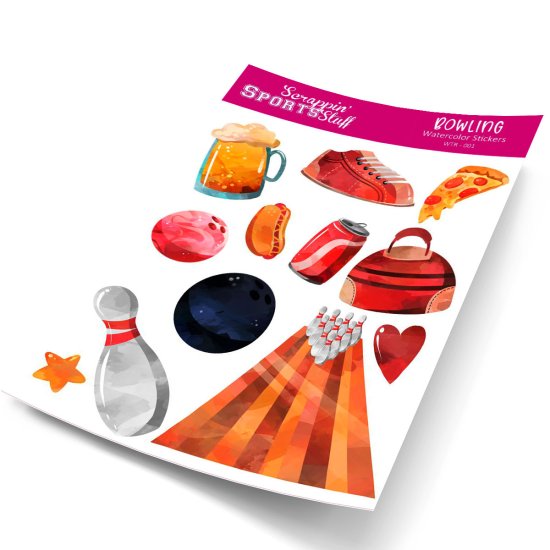 Watercolor Stickers - Bowling
