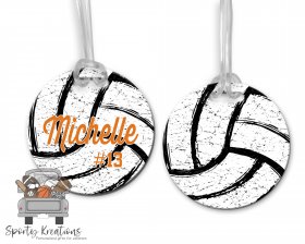 Round Bag Tag - Distressed Volleyball