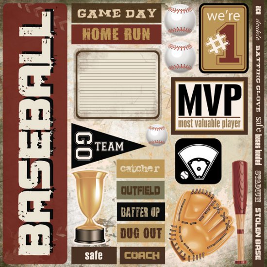 Stamping Station - Baseball Extreme 12x12 Sticker