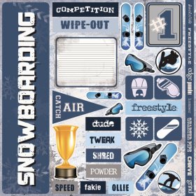 Stamping Station - Snowboarding Extreme 12x12 Sticker