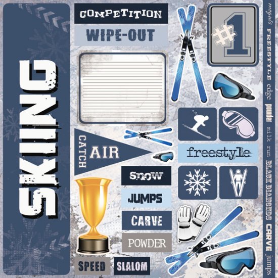 Stamping Station - Skiing Extreme 12x12 Sticker
