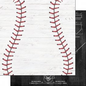 Stamping Station - Baseball on White Wood Paper