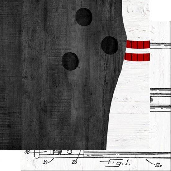 Stamping Station - Bowling on White Wood Paper