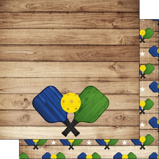 Stamping Station - Pickleball on Wood Background Paper