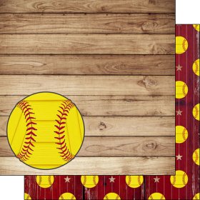 Stamping Station - Softball on Wood Paper