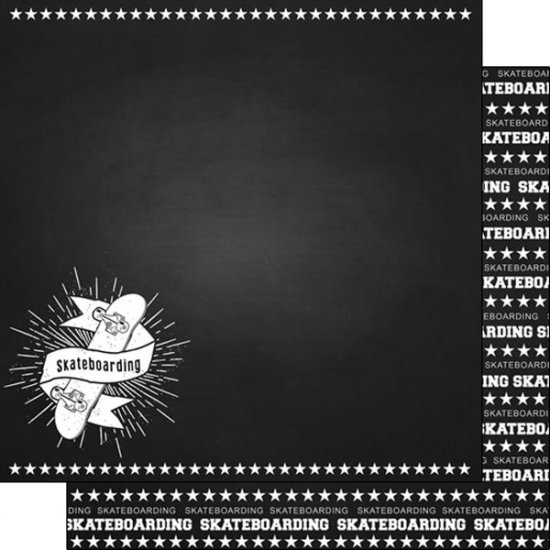 Stamping Station - Chalkboard Sports Paper - Skateboarding