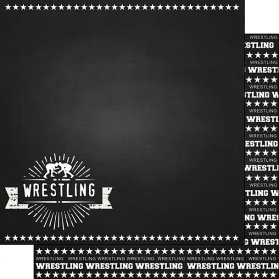 Stamping Station - Chalkboard Sports Paper - Wrestling