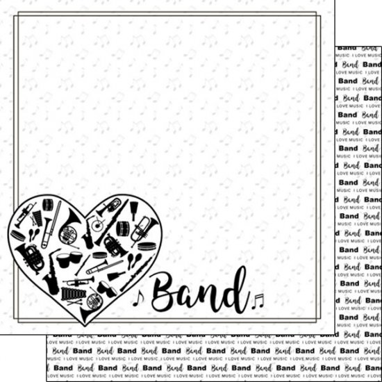Stamping Station - Band Instruments in a Heart Paper