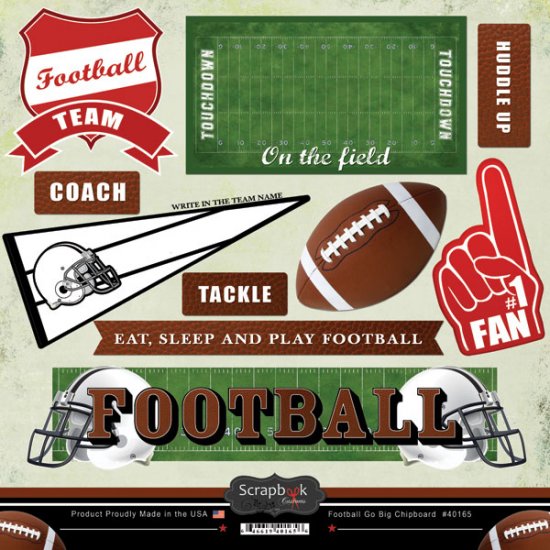 Stamping Station - Football Go Big Chipboard