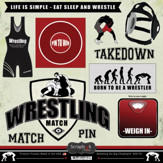 Stamping Station - Wrestling Go Big 12x12 Stickers