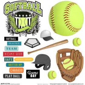 Stamping Station - Softball Sticker Cut-Outs