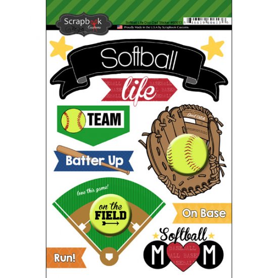 Stamping Station - Softball Doo Dad Stickers