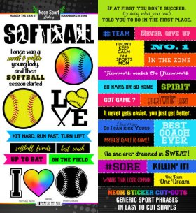 Stamping Station - Softball Neon Sticker