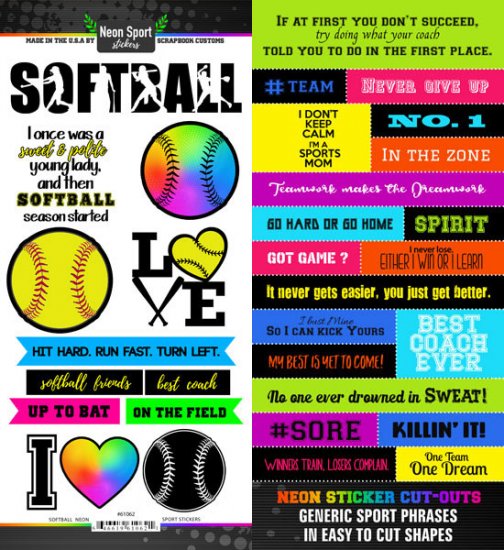 Stamping Station - Softball Neon Sticker