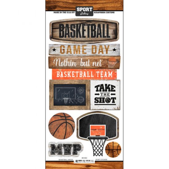 Stamping Station - Basketball Wood Sticker