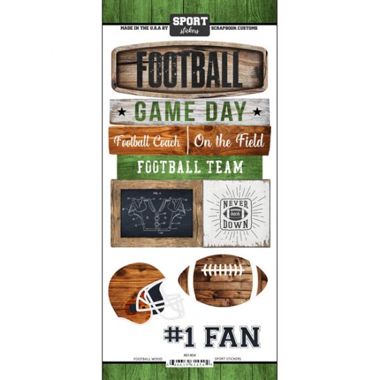 Stamping Station - Football Wood Sticker