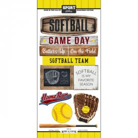 Stamping Station - Softball Wood Sticker