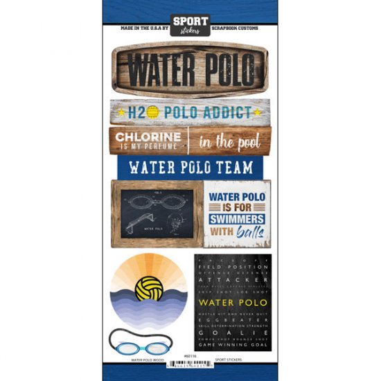 Stamping Station - Water Polo Wood Sticker