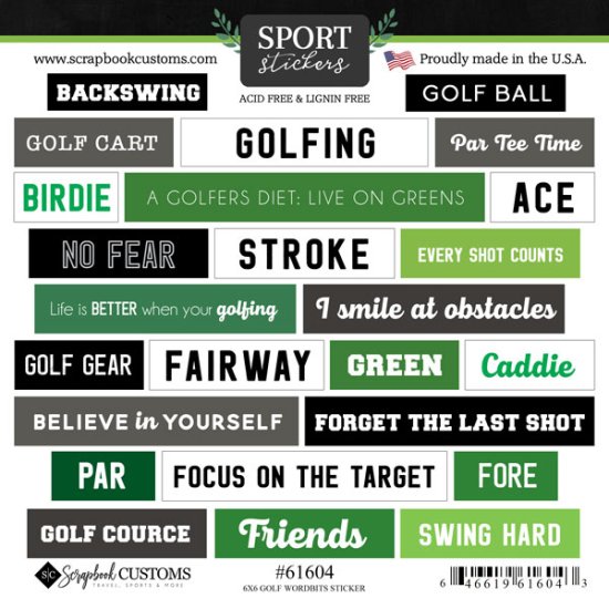 Stamping Station - Golf Wordbit Stickers